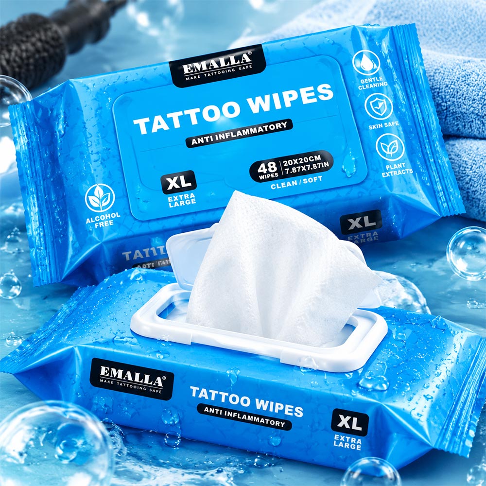 Xl Skincare - EMALLA Tattoo Wipes Green Soap Cleaning