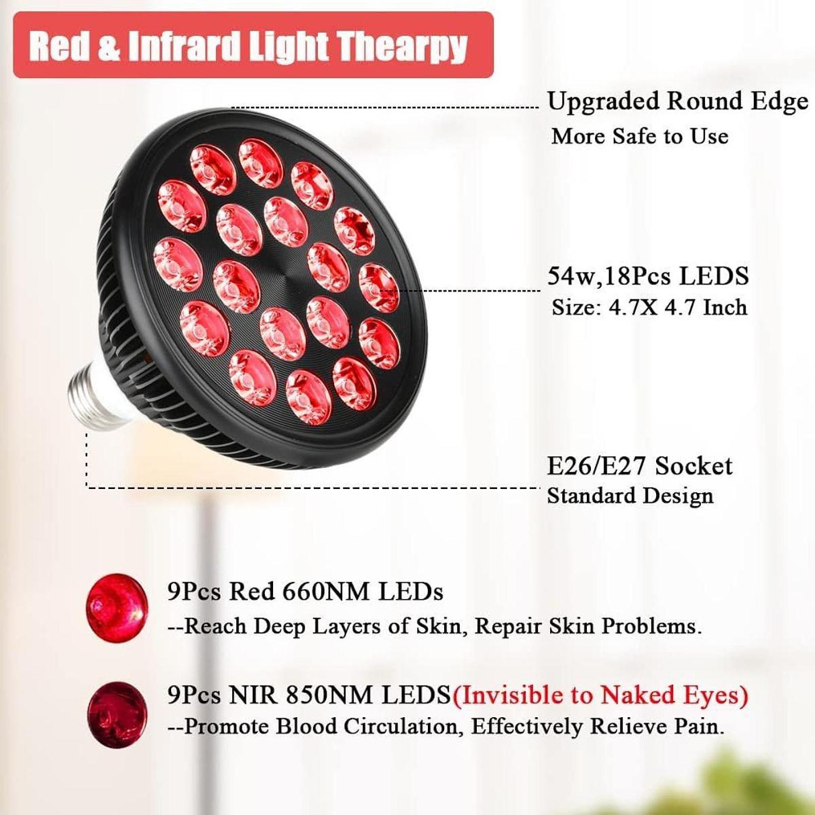 E27 LED Light Bulb 54W Red 660 - Skincare Only You 评论和价格